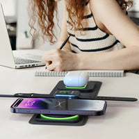 Compact foldable wireless charger for desk and travel